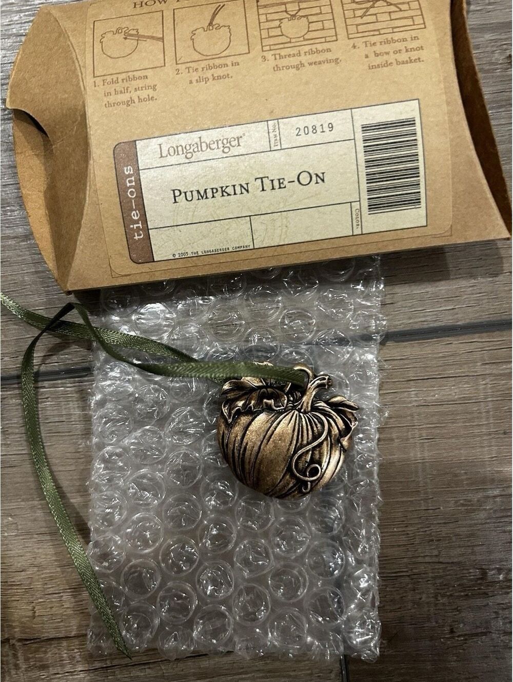 Longaberger Autumn PUMPKIN TIE ON NEW Fall Copper Tone